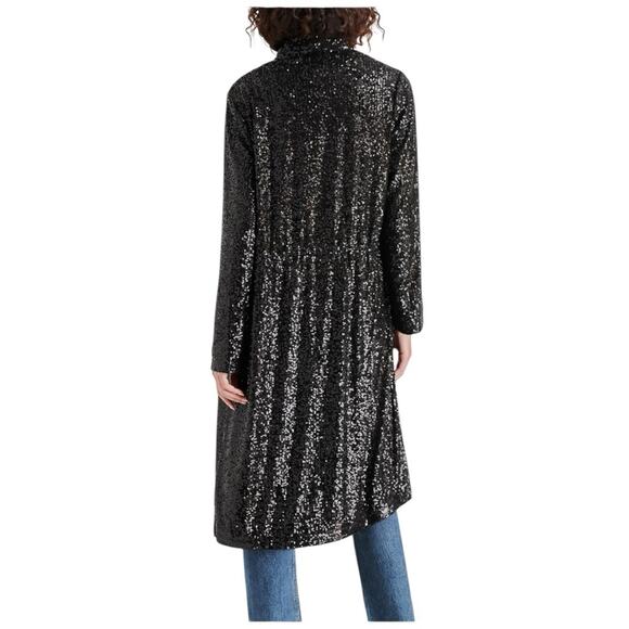 Anthropologie x BB Dakota sequin duster open cardigan black size small - Picture 4 of 12